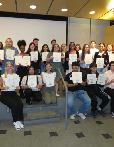High school contest winners attending awards lunch